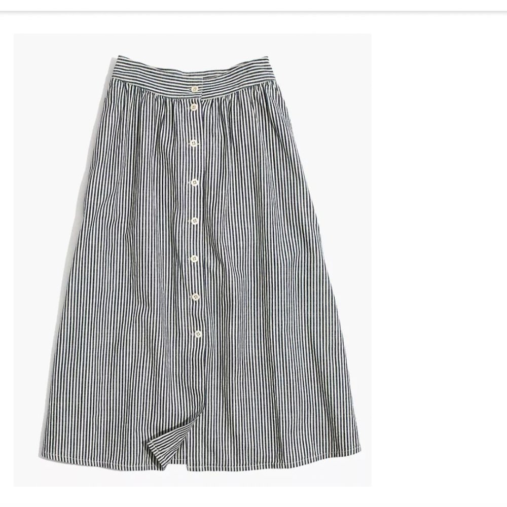 Madewell Palisade Button-Front Midi Skirt Size 4